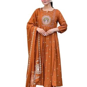 KLOSIA Women Rayon Printed Anarkali Kurta Set with Dupatta